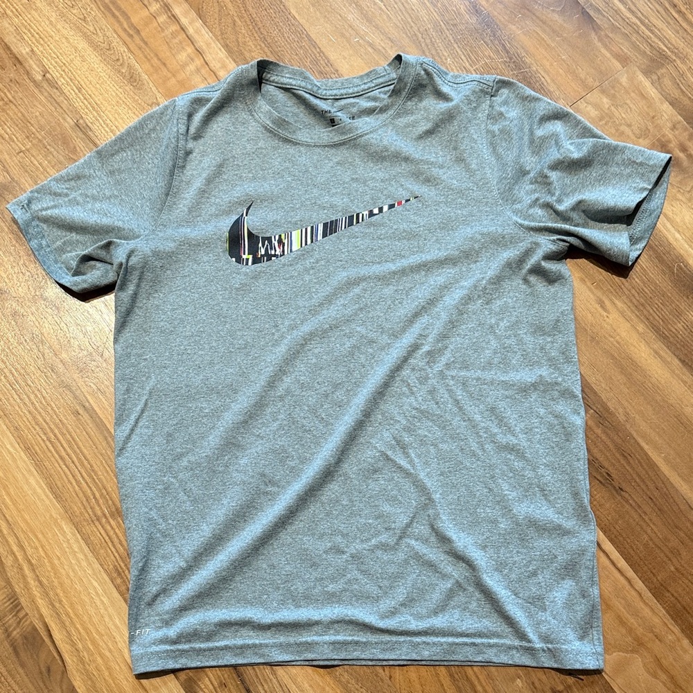 YLG Nike Heather Gray Tee with Multicolor Logo